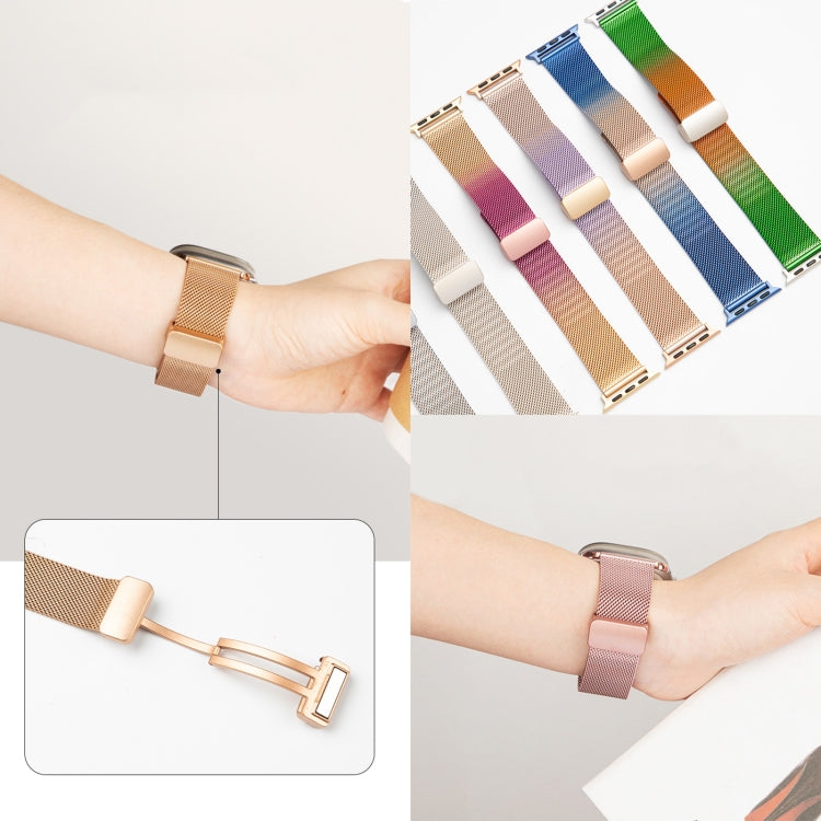 Milan Fold Buckle Metal Watch Band, For Apple Watch Series 8&7 45mm, For Apple Watch Series 8&7 41mm