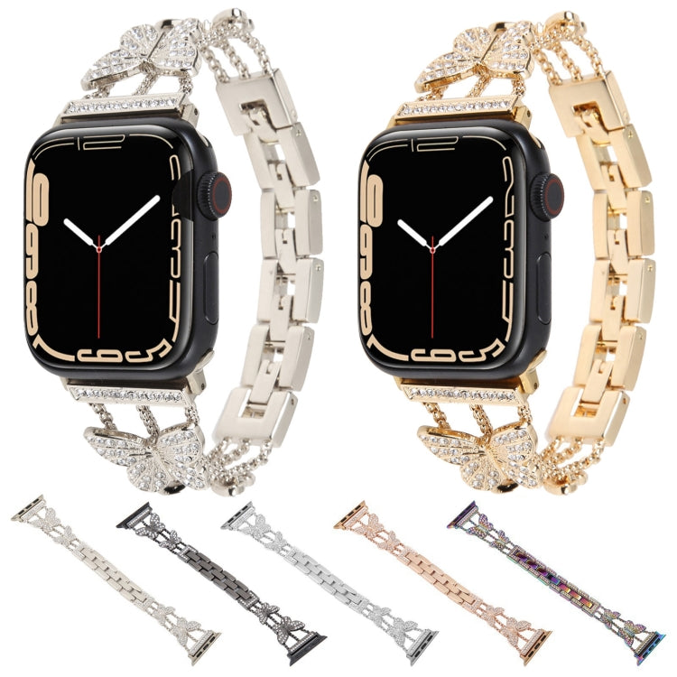 Butterfly Metal Diamond Watch Band, For Apple Watch Series 8&7 45mm, For Apple Watch Series 8&7 41mm