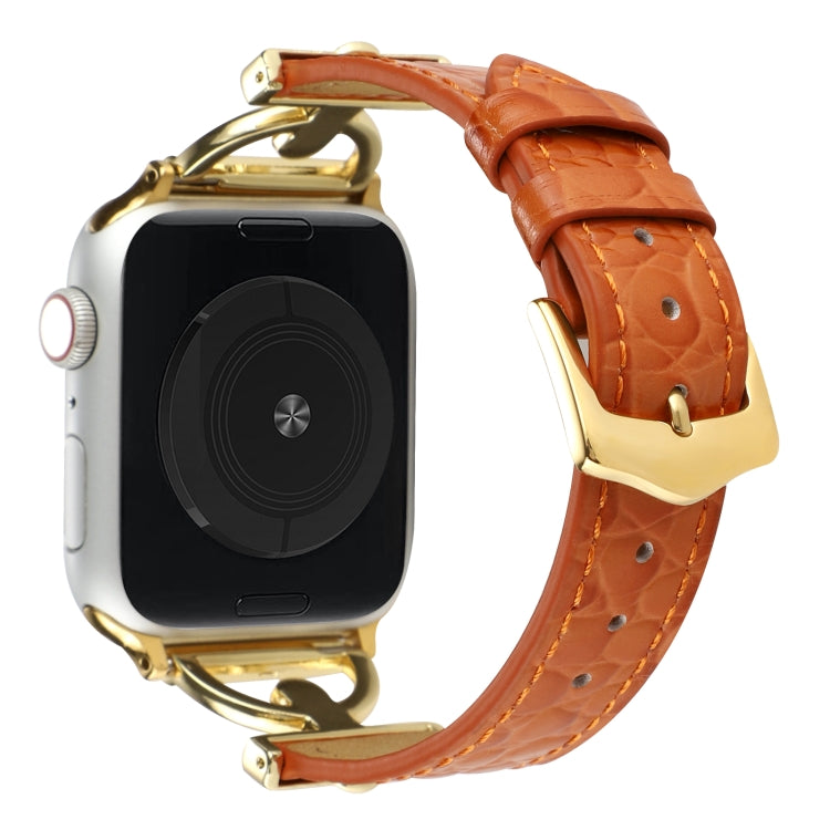 D-Buckle Cocodile Genuine Leather Watch Band, For Apple Watch Series 8&7 45mm, For Apple Watch Series 8&7 41mm