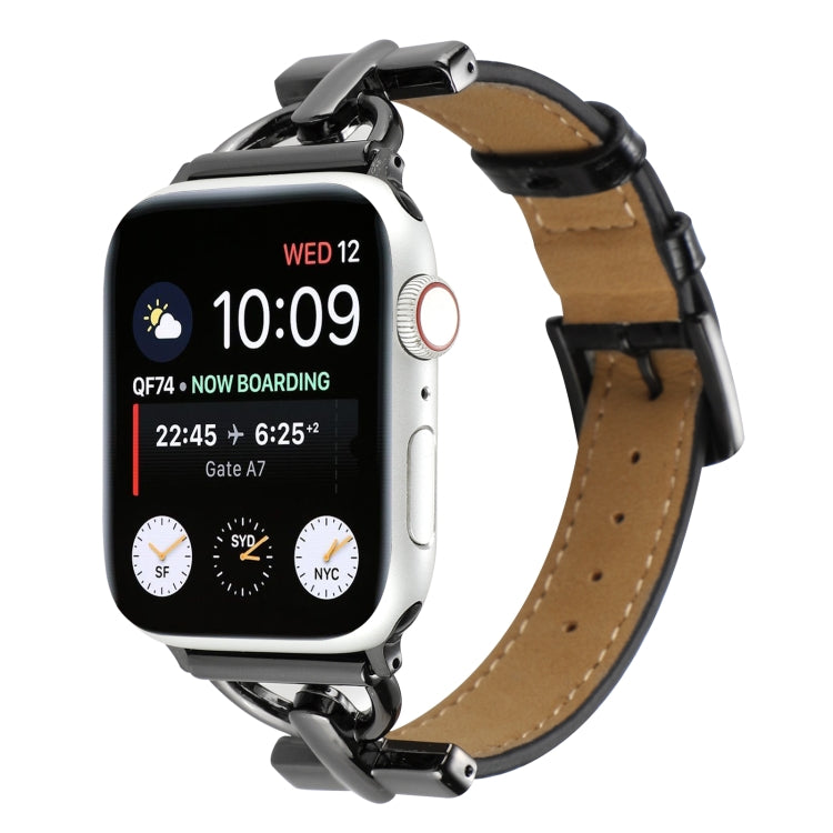 D-Buckle Cocodile Genuine Leather Watch Band, For Apple Watch Series 8&7 45mm, For Apple Watch Series 8&7 41mm