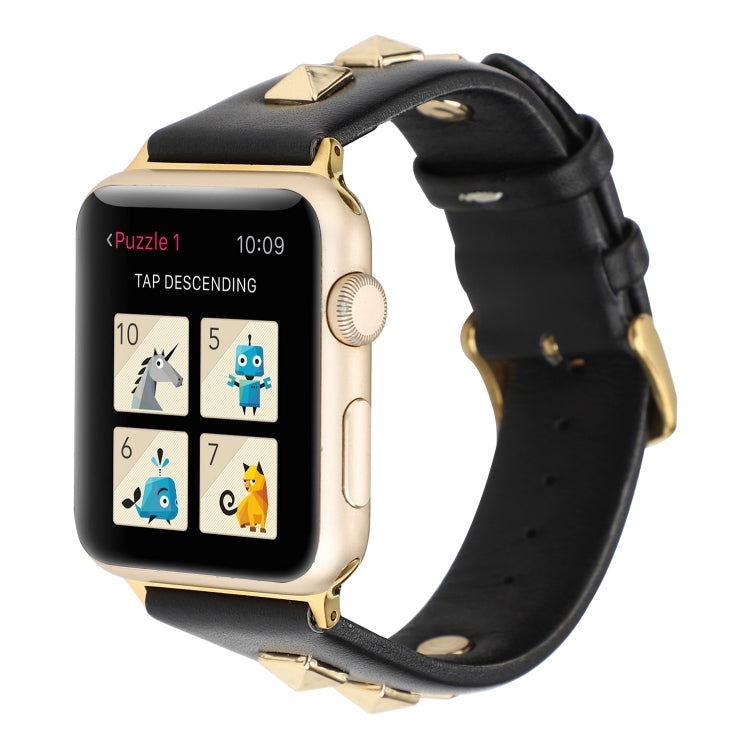 Single Row Riveted Genuine Leather Watch Band, For Apple Watch Series 8&7 45mm, For Apple Watch Series 8&7 41mm