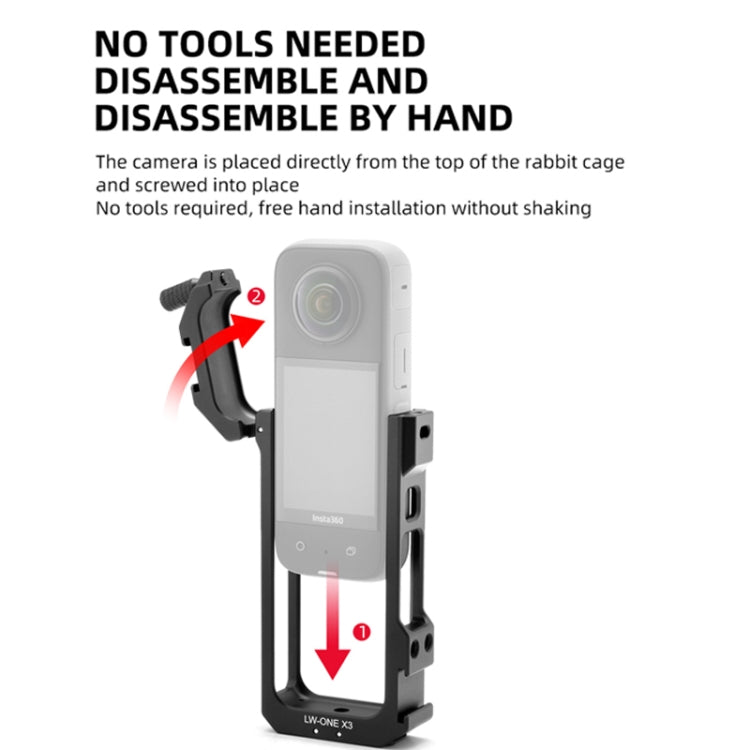 For Insta360 X3 YELANGU LW-ONE X3 Metal Cage Extended Frame Case, LW-ONE X3 With T1 Tripod