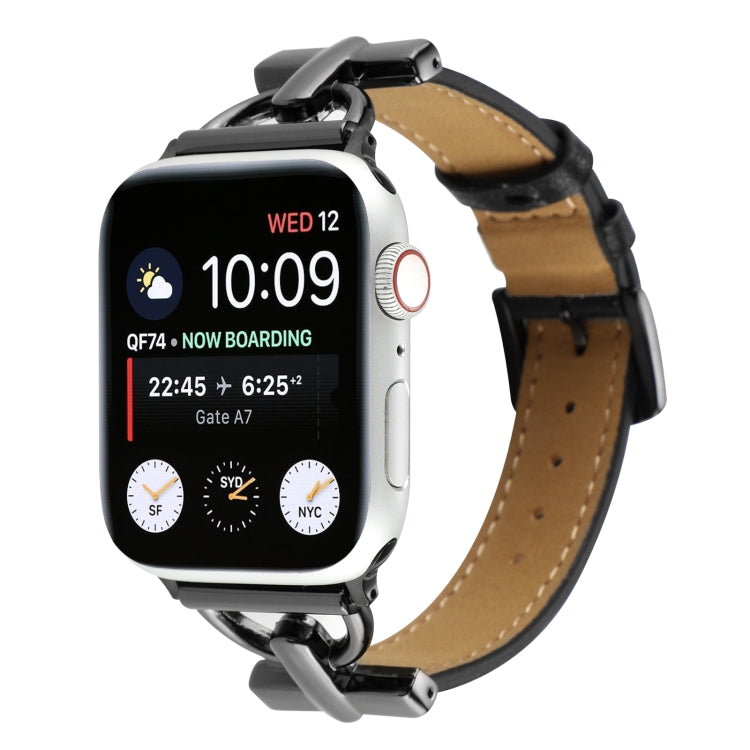 D-Buckle Plain Genuine Leather Watch Band, For Apple Watch Series 8&7 45mm, For Apple Watch Series 8&7 41mm