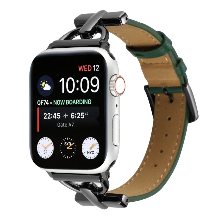 D-Buckle Plain Genuine Leather Watch Band, For Apple Watch Series 8&7 45mm, For Apple Watch Series 8&7 41mm