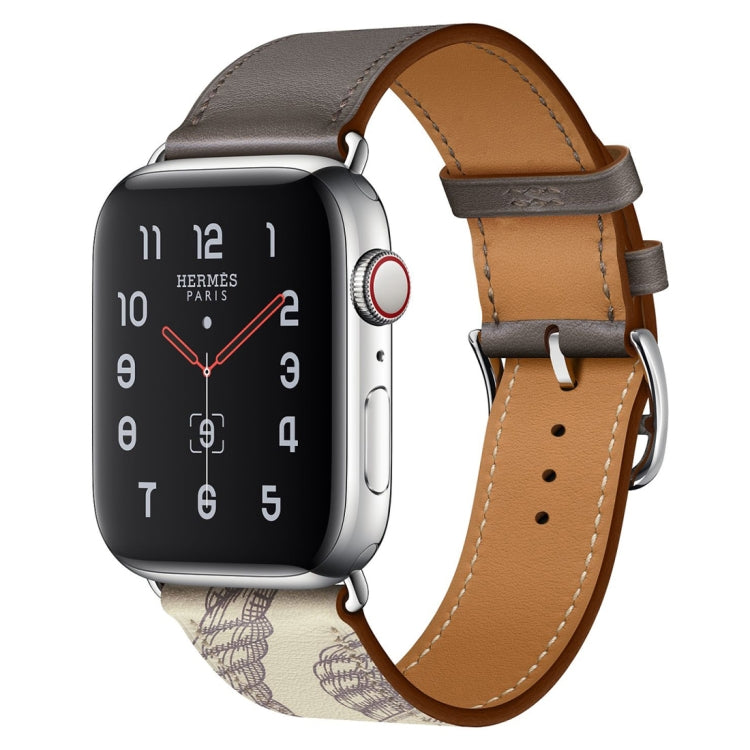 Silk Screen Pattern Leather Watchband, For Apple Watch Series 7 41mm / 6 & SE & 5 & 4 40mm / 3 & 2 & 1 38mm, For Apple Watch Series 8&7 41mm / SE 2&6&SE&5&4 40mm / 3&2&1 38mm