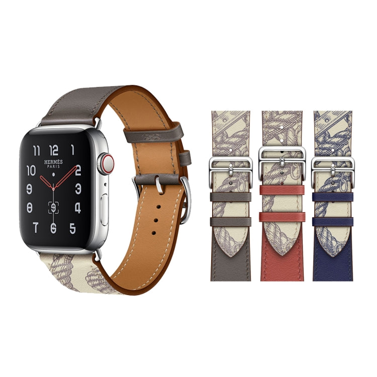 Silk Screen Pattern Leather Watchband, For Apple Watch Series 7 41mm / 6 & SE & 5 & 4 40mm / 3 & 2 & 1 38mm, For Apple Watch Series 8&7 41mm / SE 2&6&SE&5&4 40mm / 3&2&1 38mm