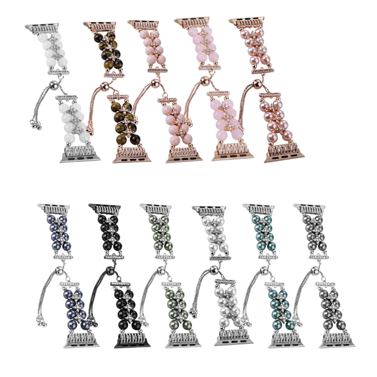 Double Row Beads Telescopic Chain Watch Band, For Apple Watch Ultra 49mm / Series 8&7 45mm / SE 2&6&SE&5&4 44mm / 3&2&1 42mm, For Apple Watch Series 8&7 41mm / SE 2&6&SE&5&4 40mm / 3&2&1 38mm