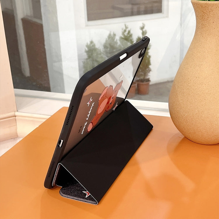 Acrylic Painted 3-fold Holder Leather Tablet Case, For iPad 10.2 2022 / 2021 / 2020 / 2019