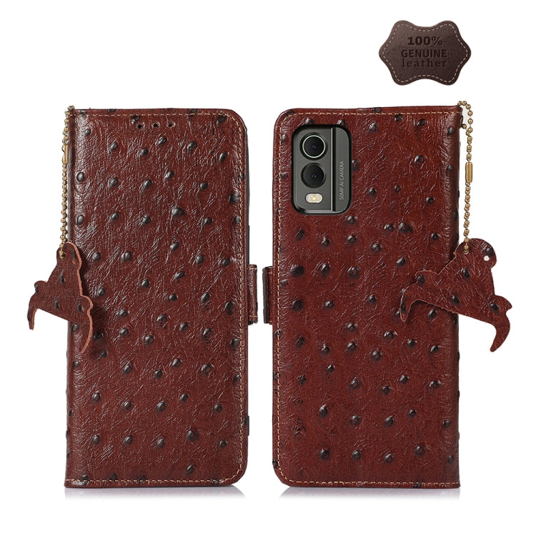 Ostrich Pattern Genuine Leather RFID Phone Case