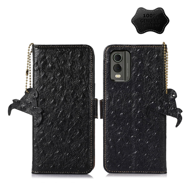 Ostrich Pattern Genuine Leather RFID Phone Case