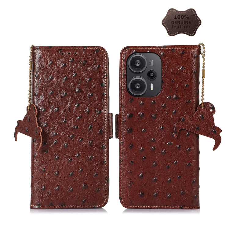 Ostrich Pattern Genuine Leather RFID Phone Case