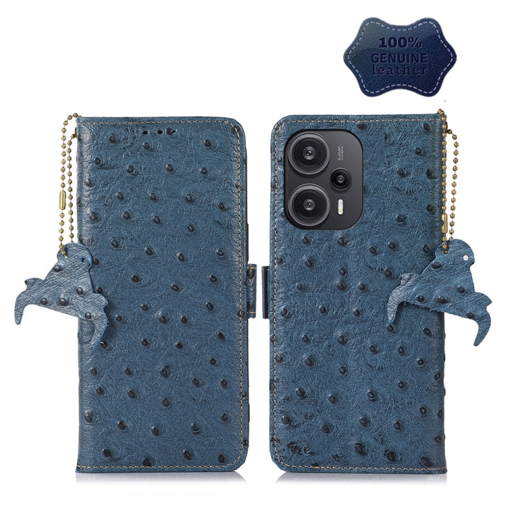 Ostrich Pattern Genuine Leather RFID Phone Case