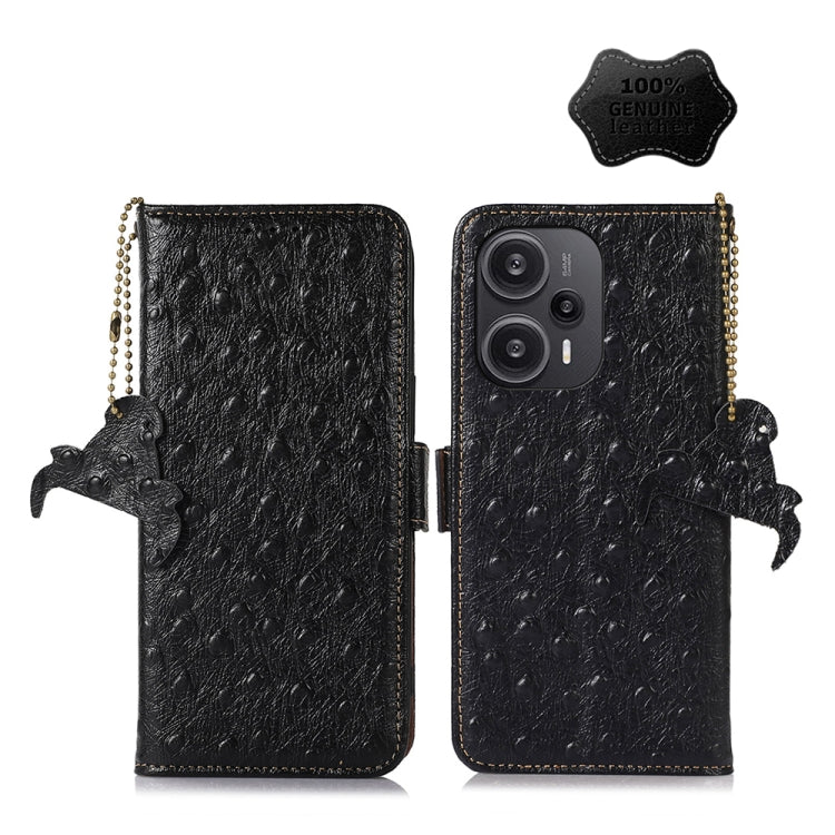 Ostrich Pattern Genuine Leather RFID Phone Case
