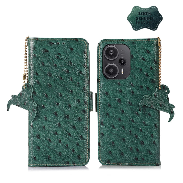 Ostrich Pattern Genuine Leather RFID Phone Case