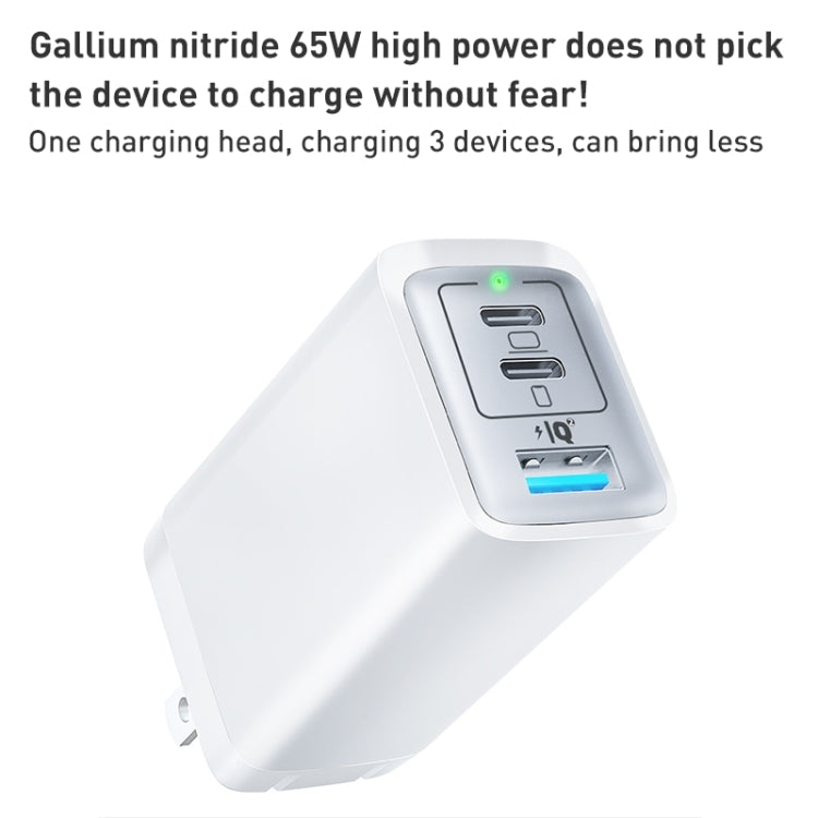 65W Dual PD USB-C / Type-C + USB 3-Port Gan Fast Charging Charger, US Plug, EU Plug, UK Plug