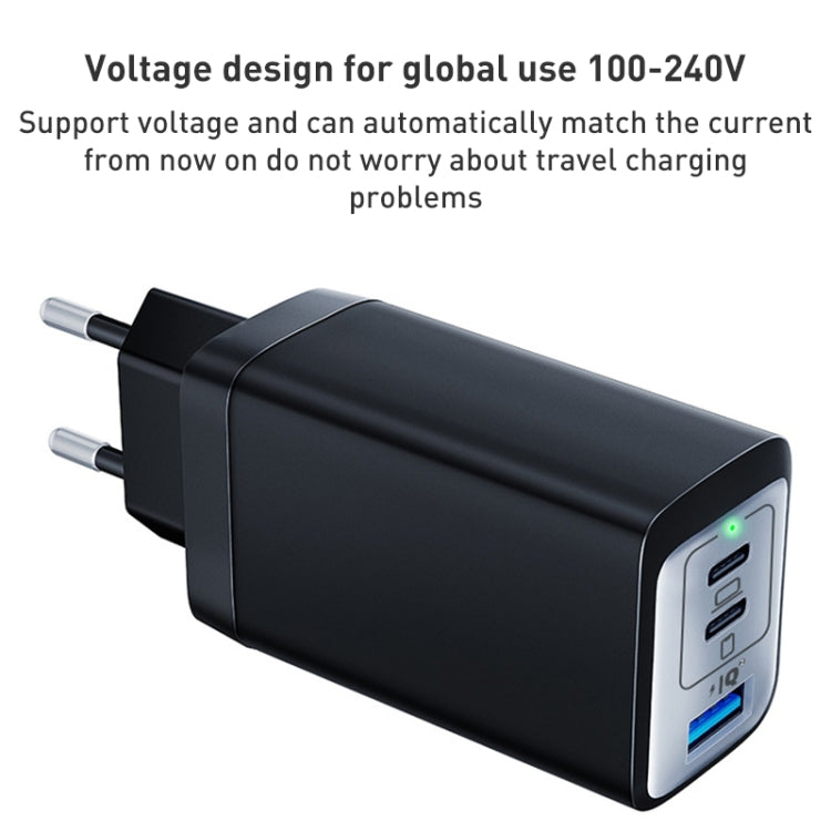 65W Dual PD USB-C / Type-C + USB 3-Port Gan Fast Charging Charger, US Plug, EU Plug, UK Plug