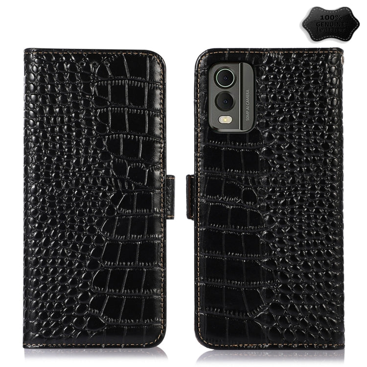 Crocodile Top Layer Cowhide Leather Phone Case, For Nokia C32 4G, For Xiaomi Redmi Note 12 Turbo