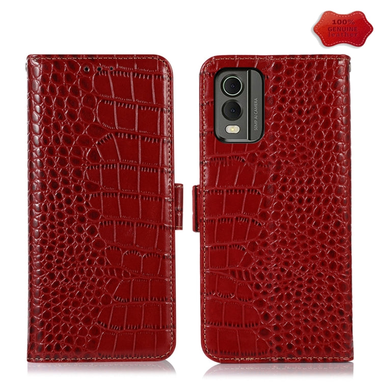 Crocodile Top Layer Cowhide Leather Phone Case, For Nokia C32 4G, For Xiaomi Redmi Note 12 Turbo