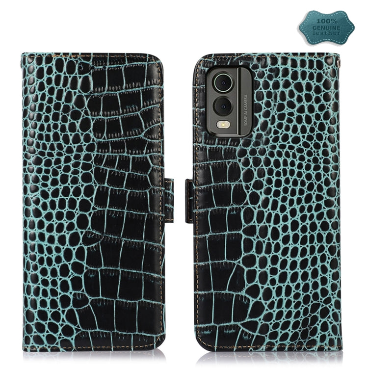 Crocodile Top Layer Cowhide Leather Phone Case, For Nokia C32 4G, For Xiaomi Redmi Note 12 Turbo
