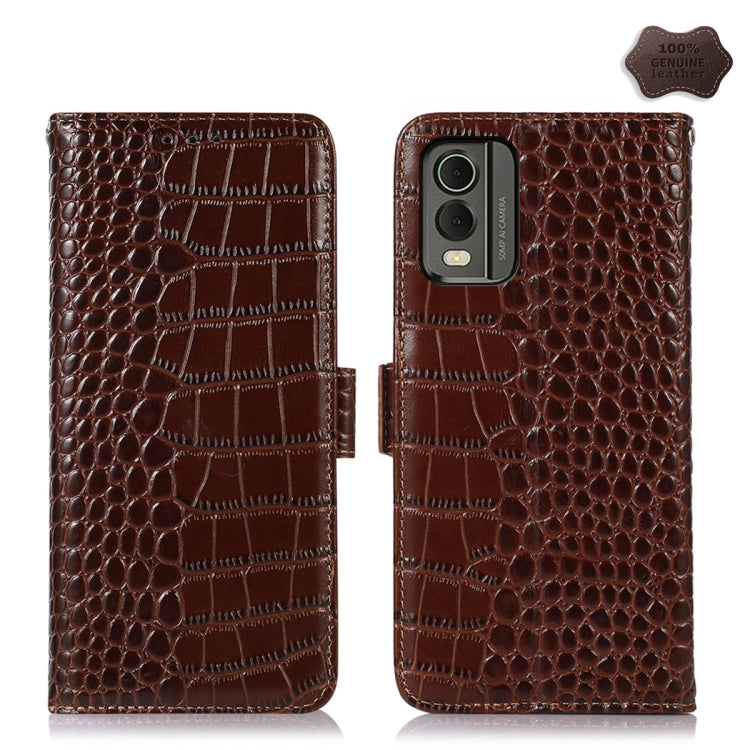 Crocodile Top Layer Cowhide Leather Phone Case, For Nokia C32 4G, For Xiaomi Redmi Note 12 Turbo