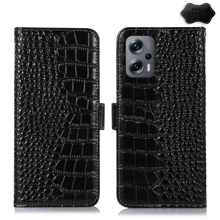 Crocodile Top Layer Cowhide Leather Phone Case, For Nokia C32 4G, For Xiaomi Redmi Note 12 Turbo