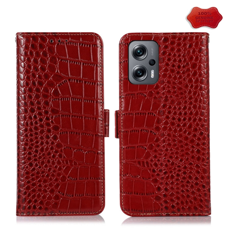 Crocodile Top Layer Cowhide Leather Phone Case, For Nokia C32 4G, For Xiaomi Redmi Note 12 Turbo