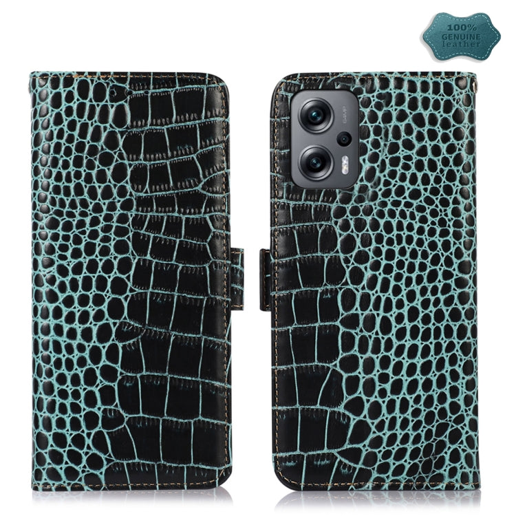 Crocodile Top Layer Cowhide Leather Phone Case, For Nokia C32 4G, For Xiaomi Redmi Note 12 Turbo