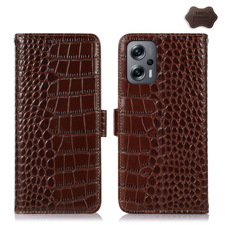 Crocodile Top Layer Cowhide Leather Phone Case, For Nokia C32 4G, For Xiaomi Redmi Note 12 Turbo