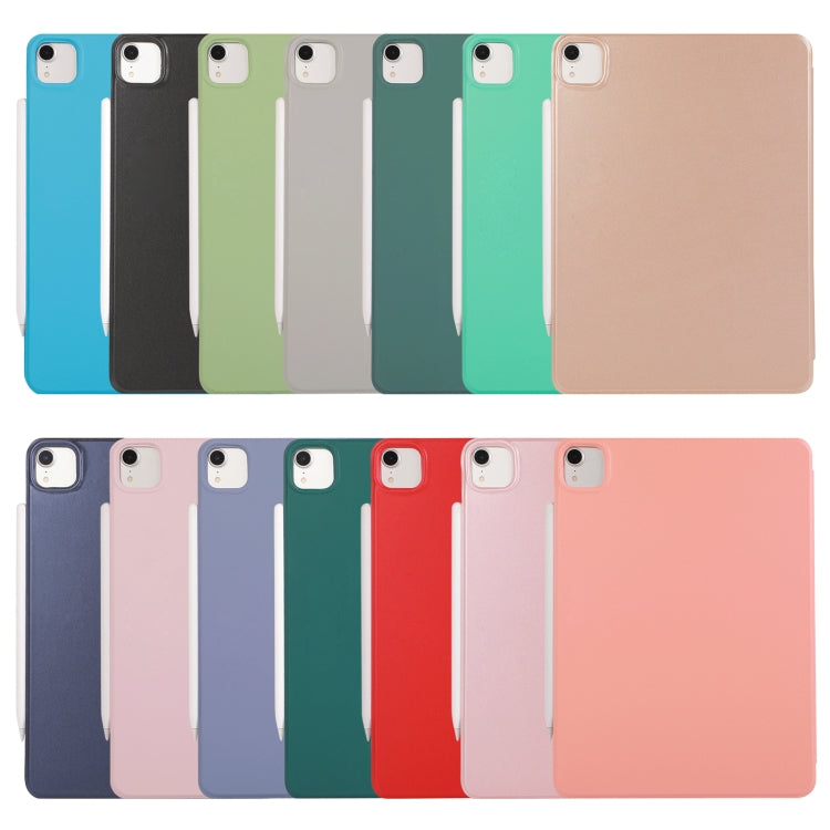 Étui en cuir PU ultra-fin à rabat horizontal, clip double face sans aimant, avec support pliable en trois parties et fonction veille/réveil