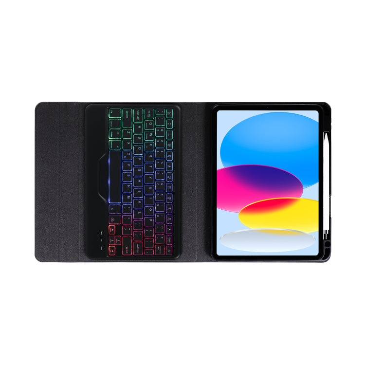 B10S Triangle Holder Three-color Backlight Bluetooth Keyboard Leather Case, With Three-color Backlight