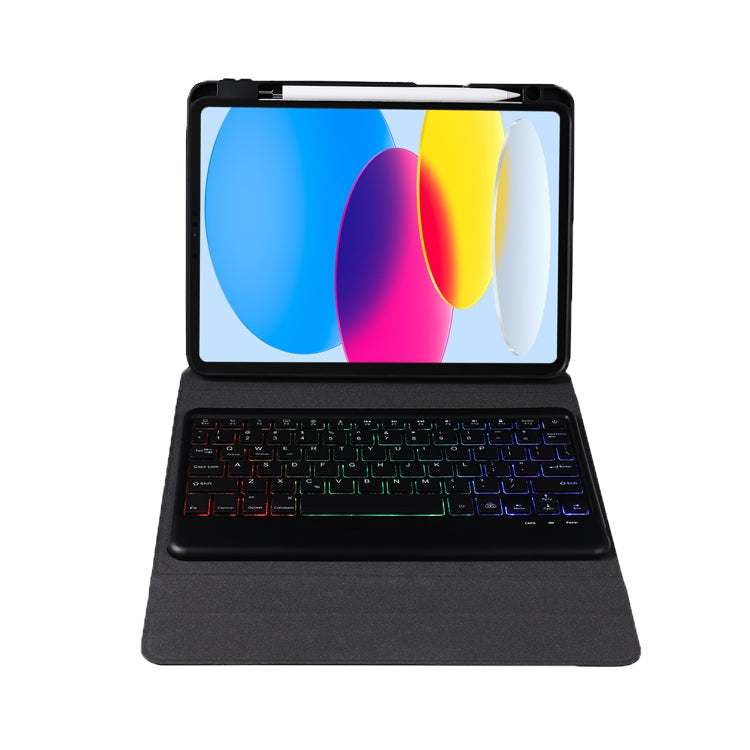 B10S Triangle Holder Three-color Backlight Bluetooth Keyboard Leather Case, With Three-color Backlight