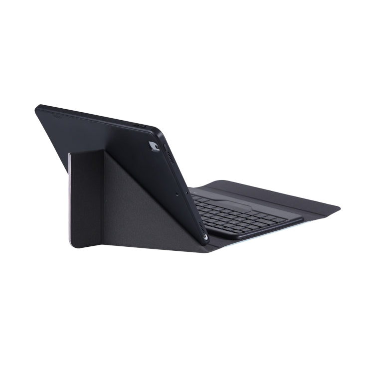 B10S Triangle Holder Three-color Backlight Bluetooth Keyboard Leather Case, With Three-color Backlight