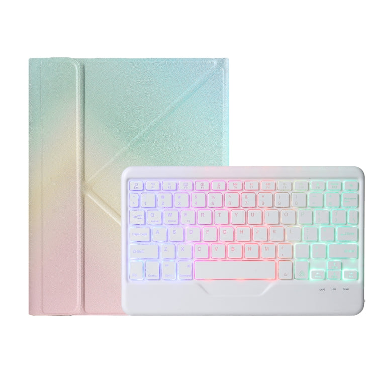 B10S Triangle Holder Three-color Backlight Bluetooth Keyboard Leather Case, With Three-color Backlight