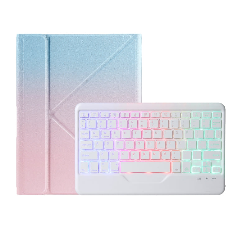 B10S Triangle Holder Three-color Backlight Bluetooth Keyboard Leather Case, With Three-color Backlight