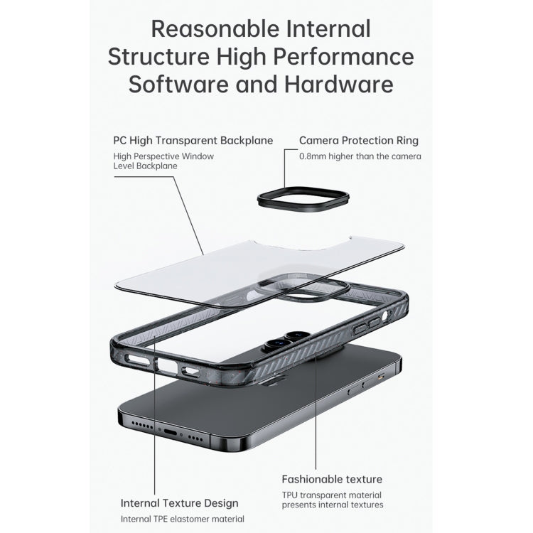 Coque de téléphone Rock Crystal Armor en TPU et PC antichoc