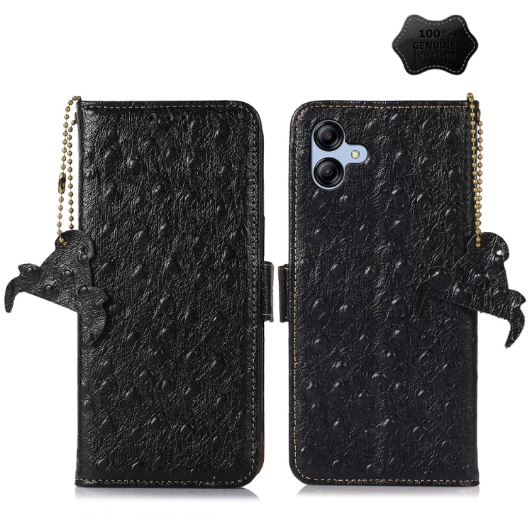 Ostrich Pattern Genuine Leather RFID Phone Case