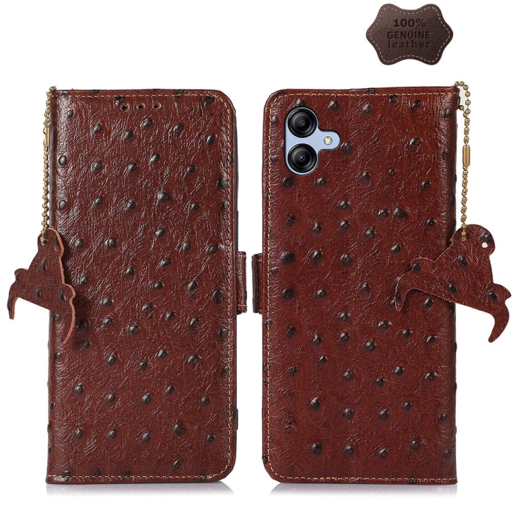 Ostrich Pattern Genuine Leather RFID Phone Case
