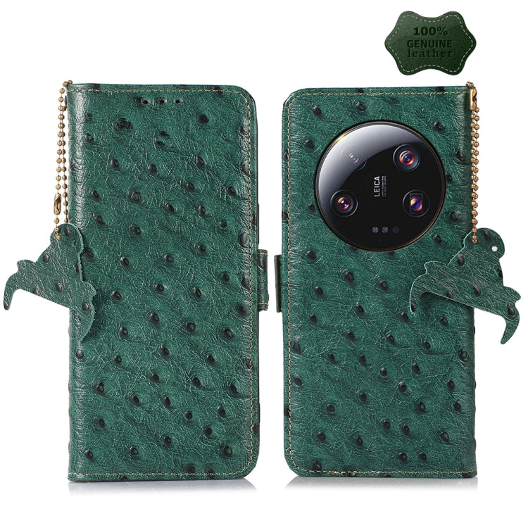 Ostrich Pattern Genuine Leather RFID Phone Case