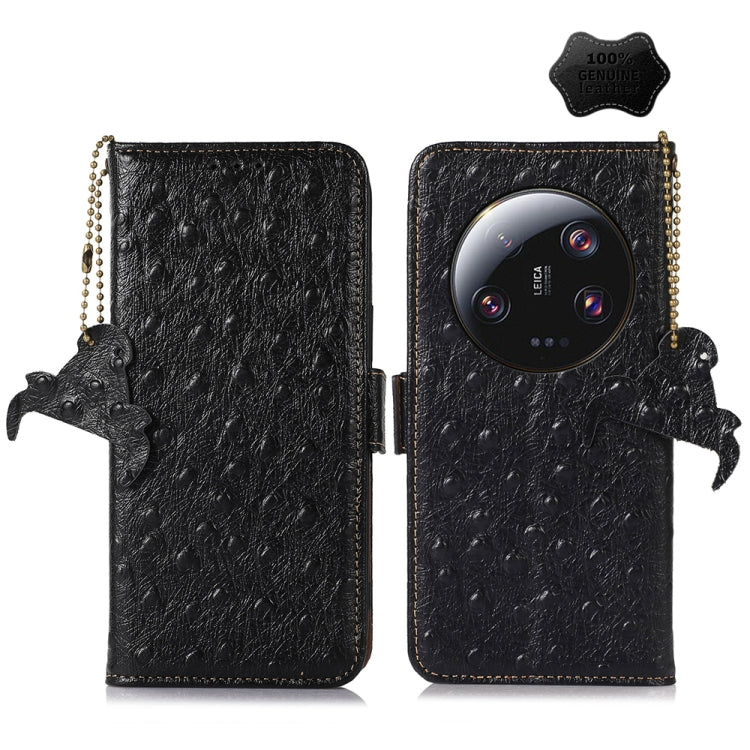 Ostrich Pattern Genuine Leather RFID Phone Case
