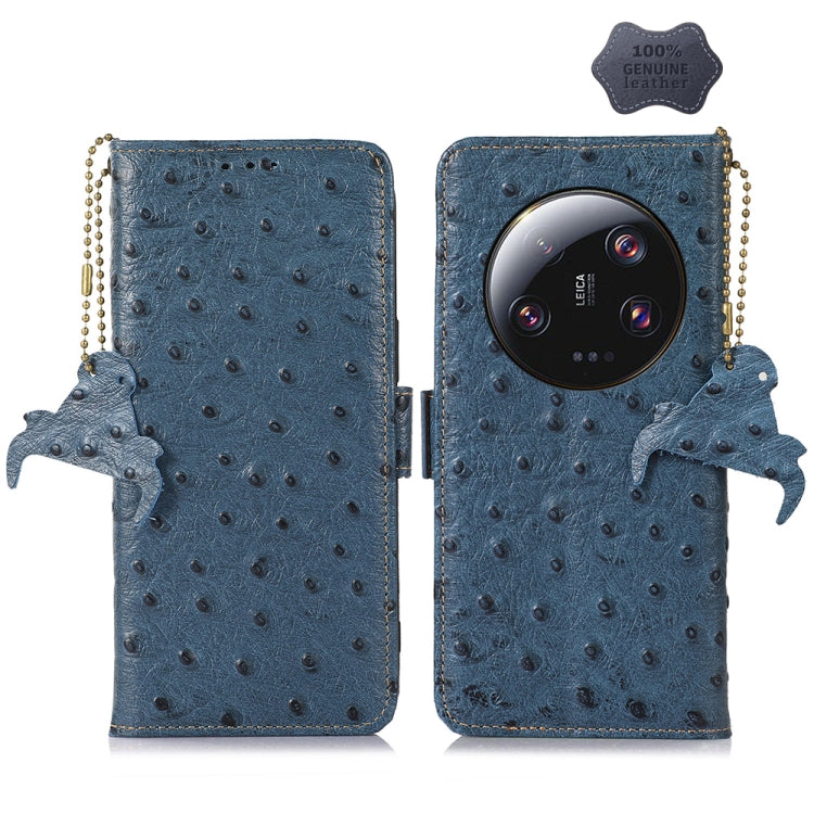 Ostrich Pattern Genuine Leather RFID Phone Case