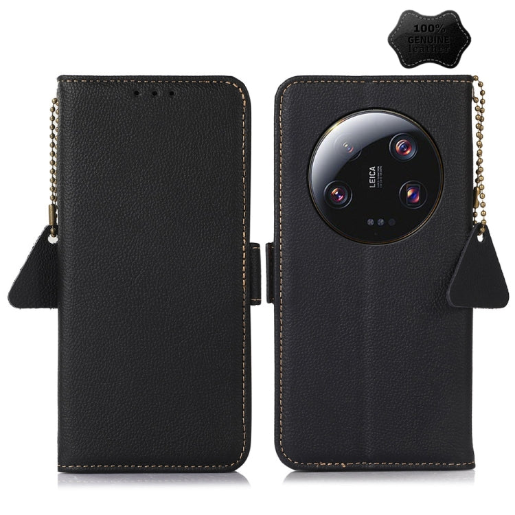 Side-Magnetic TJ Genuine Leather RFID Phone Case, For Xiaomi 13 Ultra