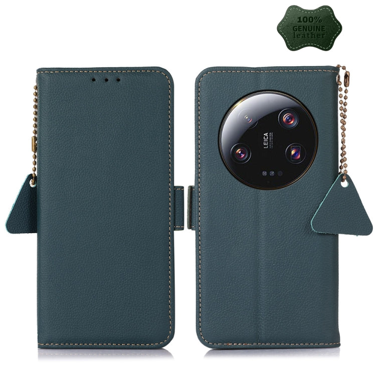 Side-Magnetic TJ Genuine Leather RFID Phone Case, For Xiaomi 13 Ultra