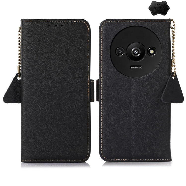 Side-Magnetic TJ Genuine Leather RFID Phone Case, For Xiaomi POCO F6, For Xiaomi POCO F6 Pro, For Xiaomi Redmi Turbo 3, For Xiaomi Redmi A3, For Xiaomi Redmi K70 Pro, For Xiaomi Redmi K70