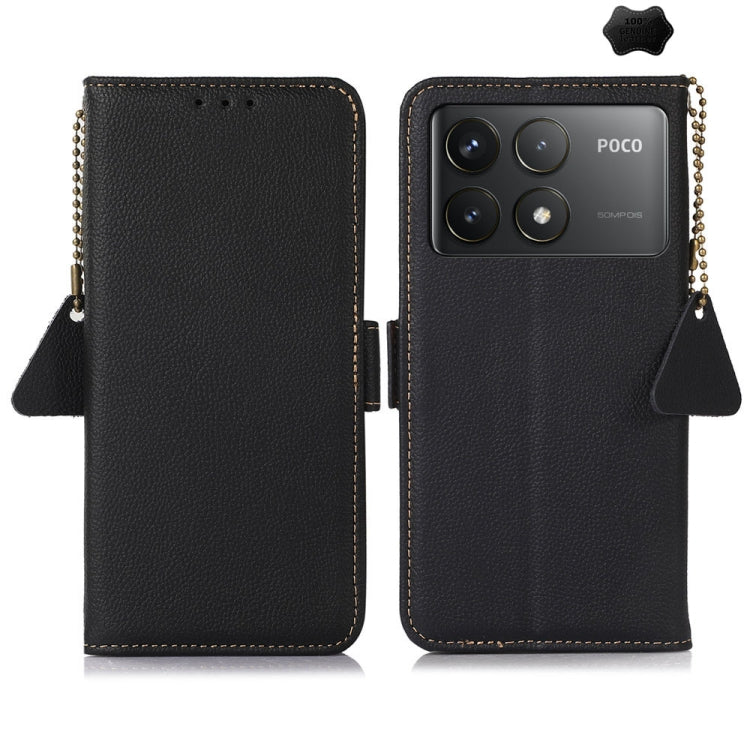 Side-Magnetic TJ Genuine Leather RFID Phone Case, For Xiaomi POCO F6, For Xiaomi POCO F6 Pro, For Xiaomi Redmi Turbo 3, For Xiaomi Redmi A3, For Xiaomi Redmi K70 Pro, For Xiaomi Redmi K70