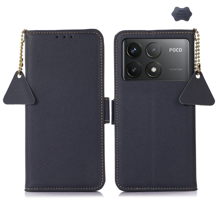 Side-Magnetic TJ Genuine Leather RFID Phone Case, For Xiaomi POCO F6, For Xiaomi POCO F6 Pro, For Xiaomi Redmi Turbo 3, For Xiaomi Redmi A3, For Xiaomi Redmi K70 Pro, For Xiaomi Redmi K70
