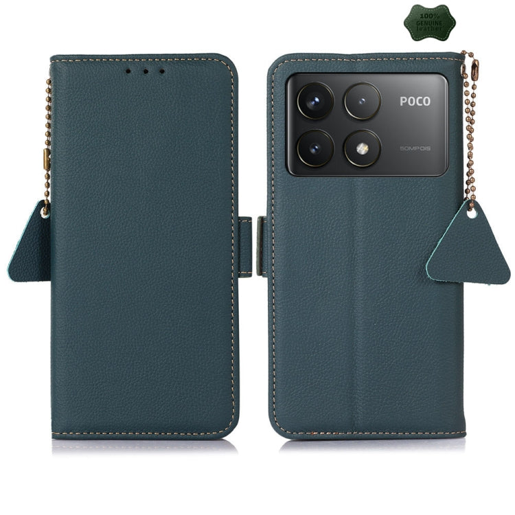 Side-Magnetic TJ Genuine Leather RFID Phone Case, For Xiaomi POCO F6, For Xiaomi POCO F6 Pro, For Xiaomi Redmi Turbo 3, For Xiaomi Redmi A3, For Xiaomi Redmi K70 Pro, For Xiaomi Redmi K70