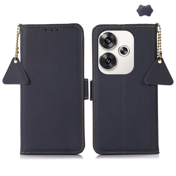 Side-Magnetic TJ Genuine Leather RFID Phone Case, For Xiaomi POCO F6, For Xiaomi POCO F6 Pro, For Xiaomi Redmi Turbo 3, For Xiaomi Redmi A3, For Xiaomi Redmi K70 Pro, For Xiaomi Redmi K70