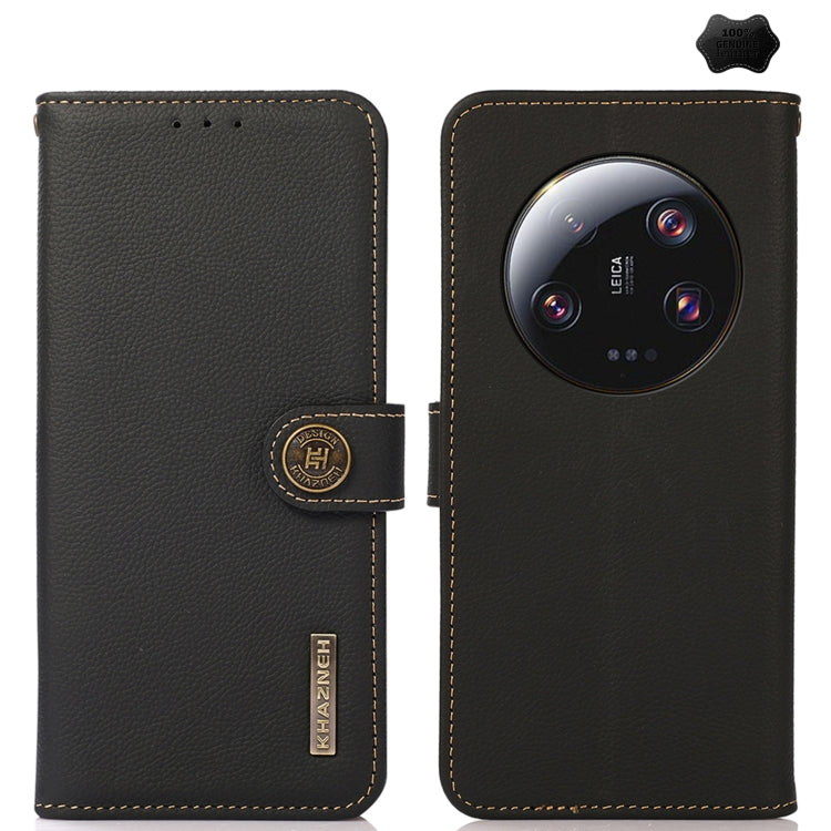 KHAZNEH Custer Texture RFID Genuine Leather Phone Case