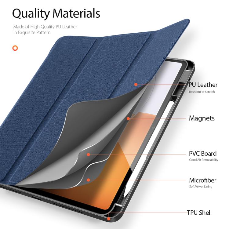 DUX DUCIS Domo Series Magnetic Flip Leather Tablet Case, For Xiaomi Pad 7S Pro 12.5, For Xiaomi Redmi Pad 2, For Xiaomi Redmi Pad SE 4G, For Xiaomi Redmi Pad SE, For Xiaomi Pad 6 Pro / Pad 6