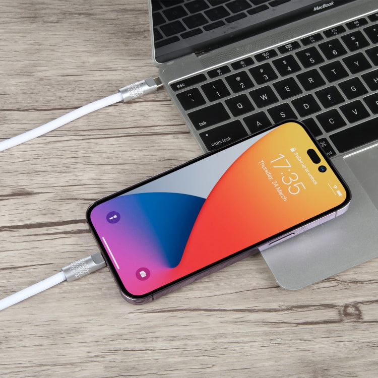 Câble de données et de charge rapide USB-C/Type-C vers prise métallique 8 broches, série Mech 120 W, en silicone, longueur : 1,2 m, 8 broches, 1,2 m Type-C vers 8 broches